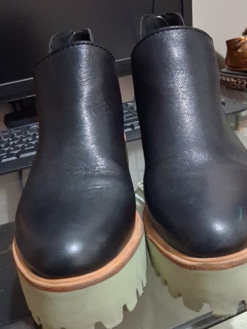 Women's Black Platform Ankle Boots - Chunky Lug Sole